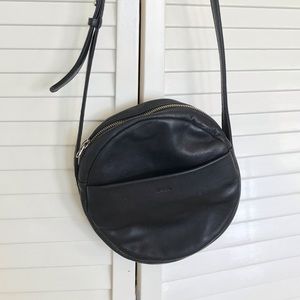 Baggu black leather circle crossbody